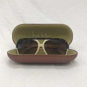 Nicole Miller Designer Aviator Sunglasses - Linen